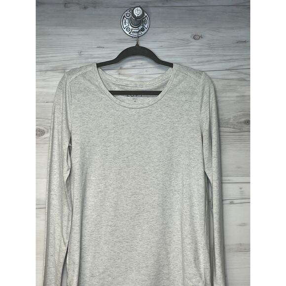 Ann Taylor Loft Top Medium Womens Gray Long Sleeve Metallic Stripe Pullover Stre - Picture 2 of 10